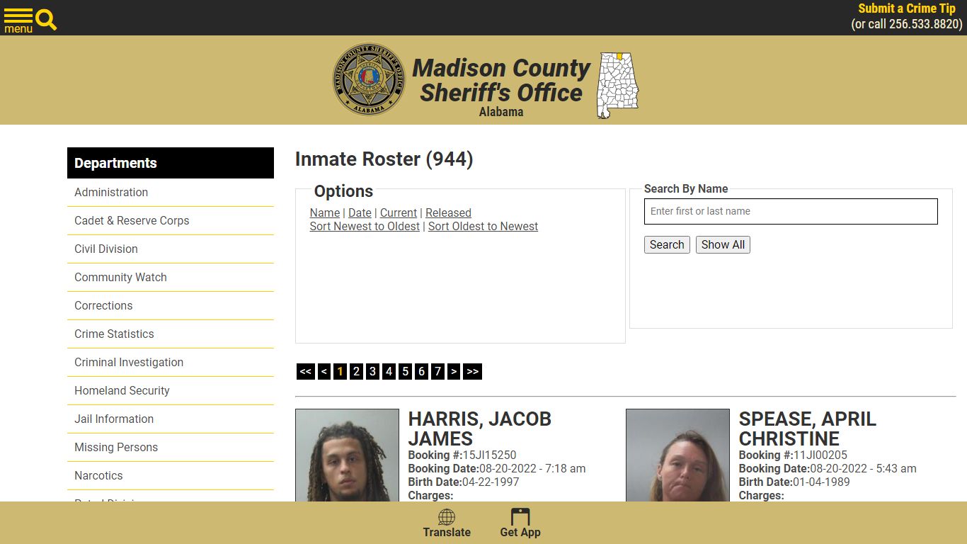 Inmate Roster - Current Inmates Booking Date Descending - Madison ...